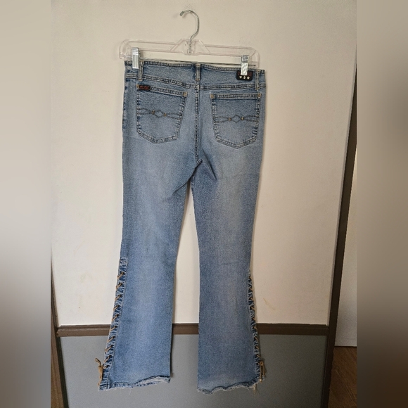 Mudd Y2K 90’s Low Rise Lace Up Flared Denim Jeans Junior Size 7 Distressed - Picture 2 of 10